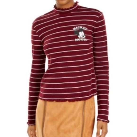 Mickey Mouse Striped Mock Turtle Neck Sz L - Picture 7 of 9